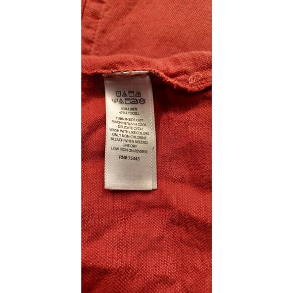 Nicole Miller Large Linen Utility Jacket Rust Red Cargo Drawstring Waist Y2K - Picture 6 of 6